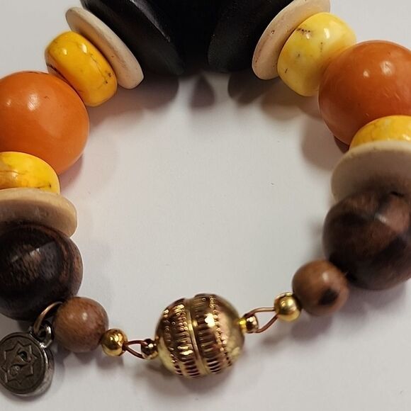 $128 Rare Anthropologie Handmade Orange "Mother Earth Bracelet" Made in USA - Picture 5 of 5